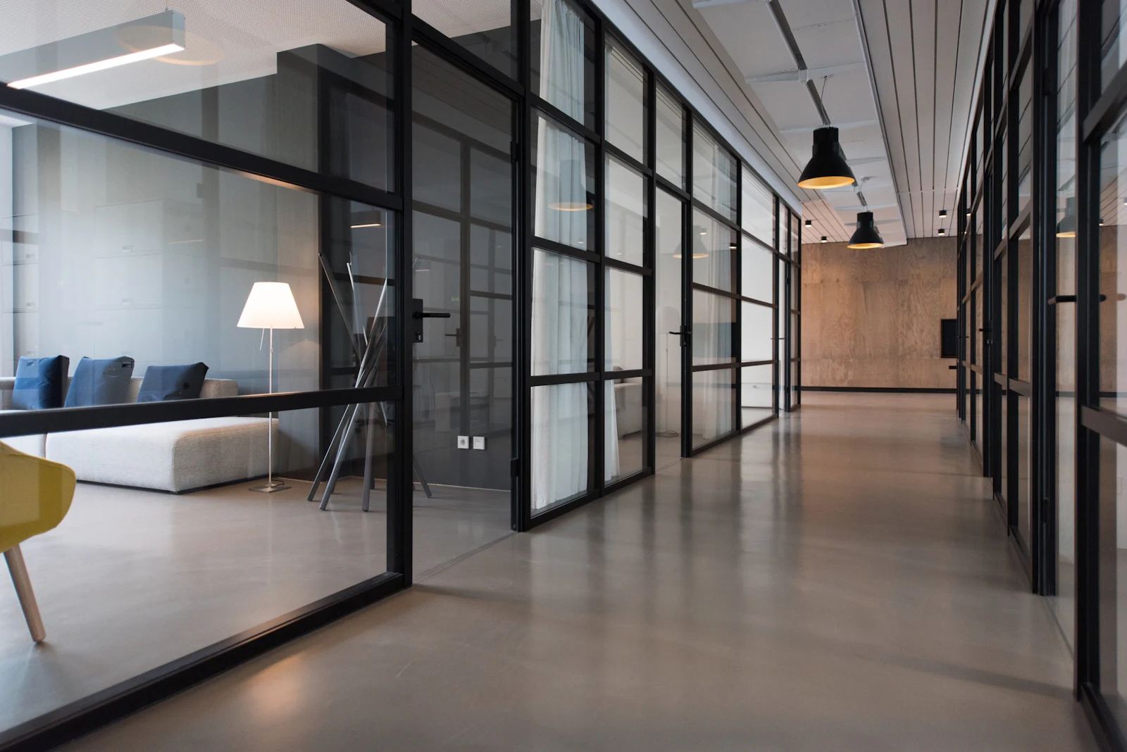 Modern glass-walled office